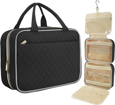 Travel Toiletry Bag,Hanging Toiletry Bag with Hook,Makeup Travel Organiz (Black) - £14.72 GBP