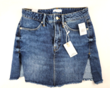 Good American Frayed Hem Denim Mini Skirt Twisted Seam Size 0/25 B817 Ne... - $29.69