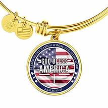Express Your Love Gifts God Bless America Flag Engraved 18k Gold Circle Bangle B - £43.55 GBP