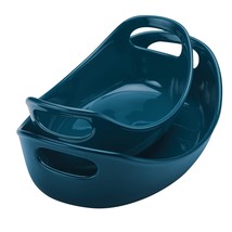 Rachael Ray Ceramics Bubble and Brown Oval Baker Set, 2-Piece, Marine Blue - £59.28 GBP