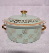 Hall Gold Label Medallion Covered Casserole Dish GL091 Green 8 1/2&quot; - £39.12 GBP