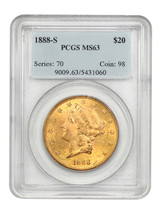 1888-S $20 PCGS MS63 - $5,601.75