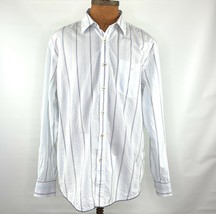 Tommy Bahama Mens Cotton XL Button Long Sleeve Shirt White Striped - £22.57 GBP
