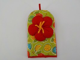 KEIKI HULA OVEN MITT RED HIBISCUS FLOWER KITCHEN HAWAIIAN COOKING GLOVE NWT - £7.95 GBP