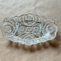 American Brilliant Cut Crystal Glass Relish Tray Boat 14&quot; Chipped Teeth - £46.98 GBP