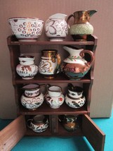 CREAMER COLLECTION ENGLAND IN WOOD RACK WADE OLD CASTLE GRAYS original - $123.75