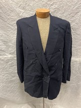 Vintage Custom Made Men&#39;s Navy Blue Sport Coat Suit Jacket - £35.60 GBP