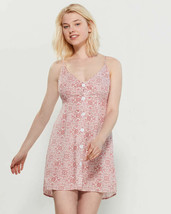 Poof Spaghetti Strap Button Front Mini Dress NWT Pink White Size Large - $14.54