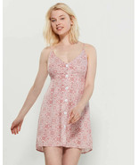 Poof Spaghetti Strap Button Front Mini Dress NWT Pink White Size Large - $14.54