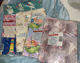 Lot Vintage American Greetings Baby Shower Infant Gift Wrapping Paper At 20 - $16.49