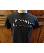 Vtg Black Thrasher Skateboard The New Religion Worldwide T-shirt Fits Adult M - $24.70