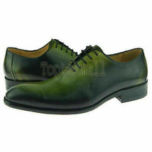 Handmade Men&#39;s Leather Oxfords Burnished Rounded Toe New Premium Shoes-708  - $189.99