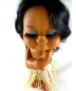 Vintage Hawaiian Hula Girl  10” Doll Vinyl in Grass Skirt Hong Kong Very... - $20.33 CAD