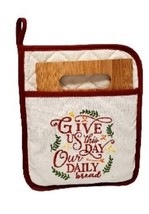 Give Us This Day Our Daily Bread Pot Holder Bamboo Cutting Board 8&quot; x 6&quot; - £12.77 GBP