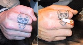 Funny skull smoking tattoo - £11.20 GBP