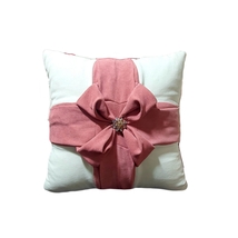 Decorative Pillow, Dusty Pink White , Decorative Button, Smocked Pillow 16x16&#39;&#39;  - £31.17 GBP