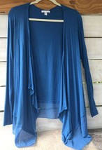 New York &amp; Co. Women&#39;s M Lagenlook Knit Top Over Shirt Royal Blue L/S as... - $18.61