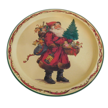 Vintage 1991 Potpourri Press Santa Claus Christmas Tin Serving Platter Tray - £13.44 GBP