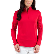 NWT IBKUL SOLID RED Long Sleeve Mock Golf Shirt - sizes S M L XL image 2