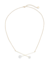 Jules Smith Criss Cross Faux Simulated Pearl 19&quot; Gold Plated Necklace NWT - $149.58 MXN