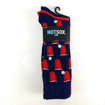 HotSox Men&#39;s Crew Socks Beer Pong Red Solo Cup Game 3 Pairs Red Polka Do... - $12.41