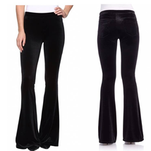 Blank NYC Velvet Pants Black Size 26 Wide Leg Flare Pull On Low Rise Stretch  - £50.58 GBP
