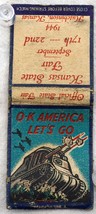 Matchbook Kansas State Fair 17th – 22nd 1944 OK America Let’s Go (Tank) WW2 - $4.99