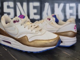 2018 Nike Air Max 1 Gold/White Running Trainers Shoes 807605-103 Kid Girl 4 4y - £51.60 GBP