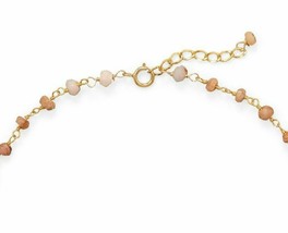 ANKLET PINK OPAL 14k Yellow Gold Plated Chain Ankle Bracelet Wedding Birthstone - £96.35 GBP