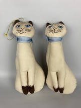 2 X Vintage Stuffed Siamese Cat Ornament 5” - $19.77