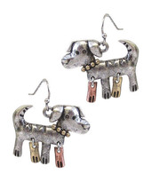 Detailed Puppy Dog Dangle Earrings Silver/Gold/Copper - £10.55 GBP