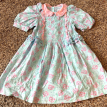Vtg Mousefeathers Floral Garland Dress Sz 6 Easter Spring Cottage Roses Ruffle - £15.97 GBP