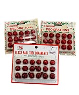 Vintage 1/2&quot; Red Mini Christmas Tree Ball Ornaments New in Package Shiny... - $19.20