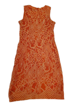 Sharagano Dress Womens 8P Petites Orange Floral Lace Sleeveless Midi Length - £16.43 GBP