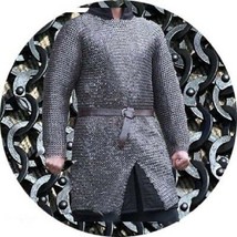 Flat Riveted with Flat Washer Haubergeon Chain Mail Shirt Large size Hal... - $238.02
