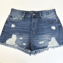 Kancan Shorts Womens 9 28 High Rise Denim Blue Jean Distress Cotton Fray... - $22.99