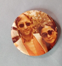 John Lennon Yoko Ono Vintage 1970s Pinback Button 2 1/2 in - £11.12 GBP