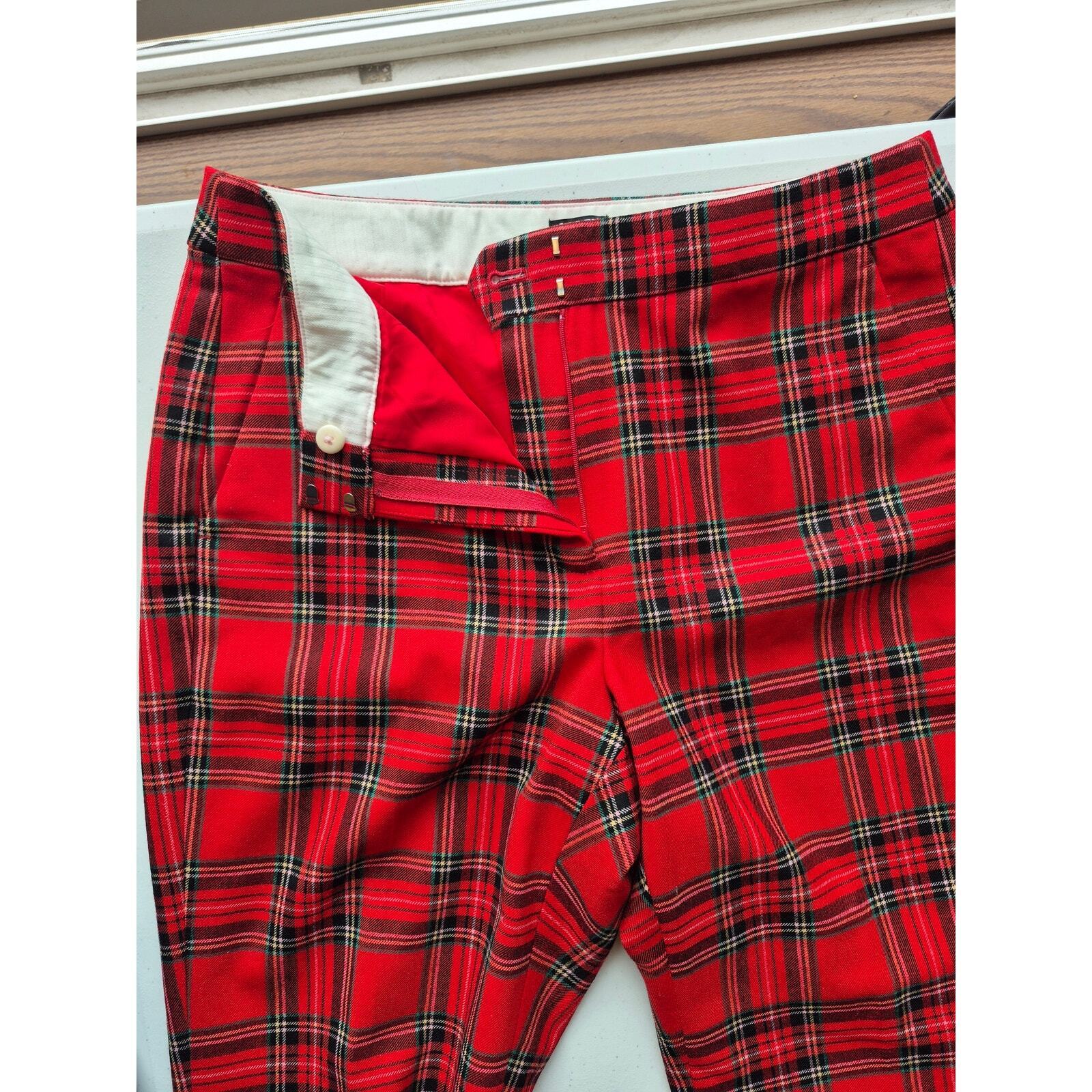 VTG J. Crew Kate, Sz. 10 Red Plaid Wool Blend Straight leg Pants 32" Inseam Item image 8