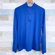 J McLaughlin 1/4 Zip Mock Neck Sweater Blue Cotton Casual Stretch Mens XL - £31.54 GBP