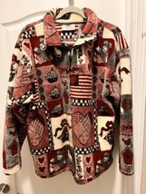 Black Mountain Coat Jacket size M red black pile fleece - $37.40