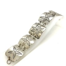 Vintage Sterling Silver Signed by Lakme Hand made Floral Link Bracelet sz 7 1/2 - £144.02 GBP