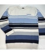 South Pole Sweater Mens Medium Vintage 90s Striped Blue White Crewneck Y... - £17.63 GBP