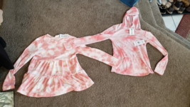NWT LOT of 2 Marika Girls Long Sleeve Shirt Hoodie Pink White Tie-Dye sz... - $18.99