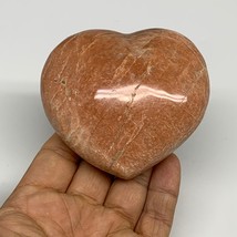 0.58 lbs, 2.9&quot;x3.1&quot;x1.3&quot;, Pink Peach Moonstone Heart Crystal Polished, B30998 - £16.67 GBP