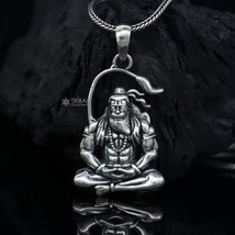 925 pure silver lord HANUMAN meditation design pendant  nsp868 - $650.58 MXN+