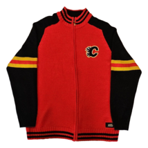 Vintage Calgary Flames NHL Zip Jacket Mens XL Red Blasty Patch Hockey Sweater - $88.18