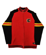 Vintage Calgary Flames NHL Zip Jacket Mens XL Red Blasty Patch Hockey Sw... - £68.10 GBP