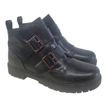SO Fettuccine Boots Womens 10 M Kohls Ankle Booties Side Zip Buckle 73277 Black - £11.78 GBP