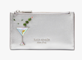 Kate Spade Shaken Not Stirred Embellished Metallic Small Slim Bifold Wal... - $103.95