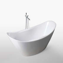 68&quot; Freestanding white bathtub contemporary soaking tub Wanda with faucet - £1,402.41 GBP